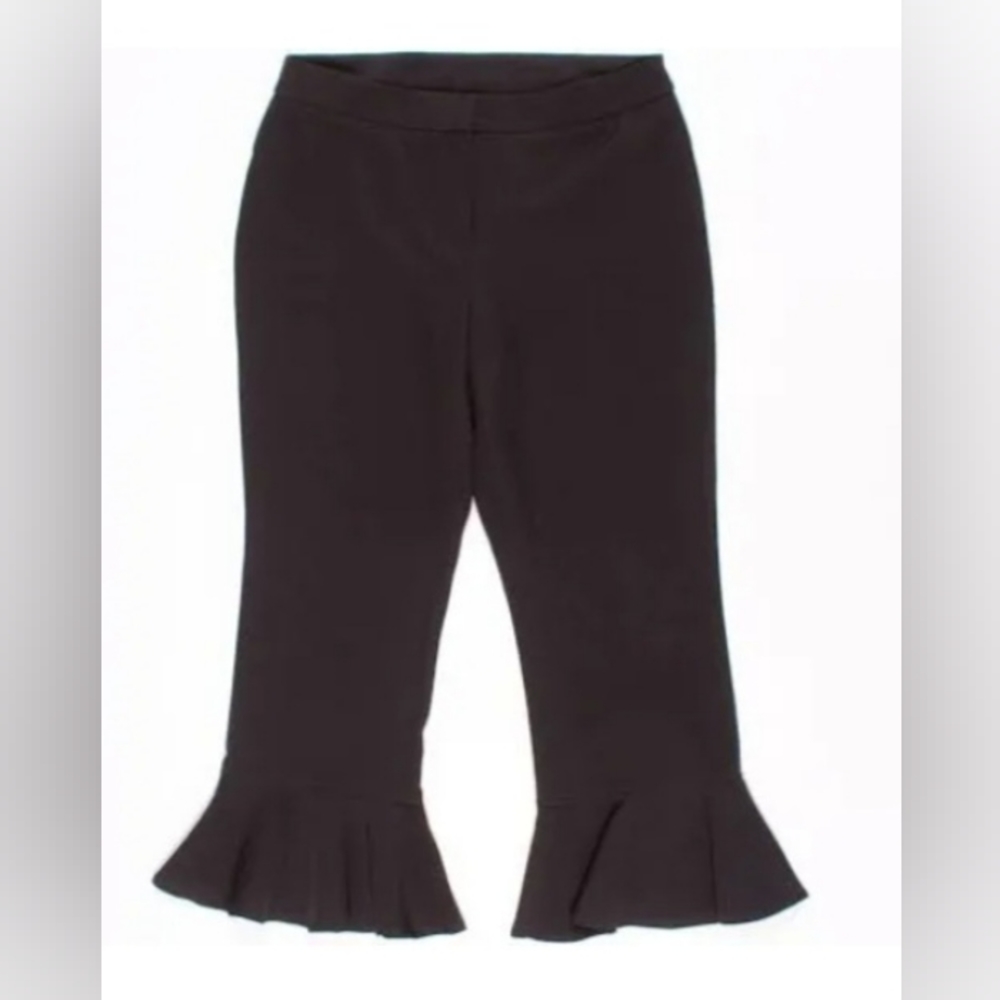 Cynthia Rowley Size 8 Classy Black Cropped Ruffled Cuff Dress Pants